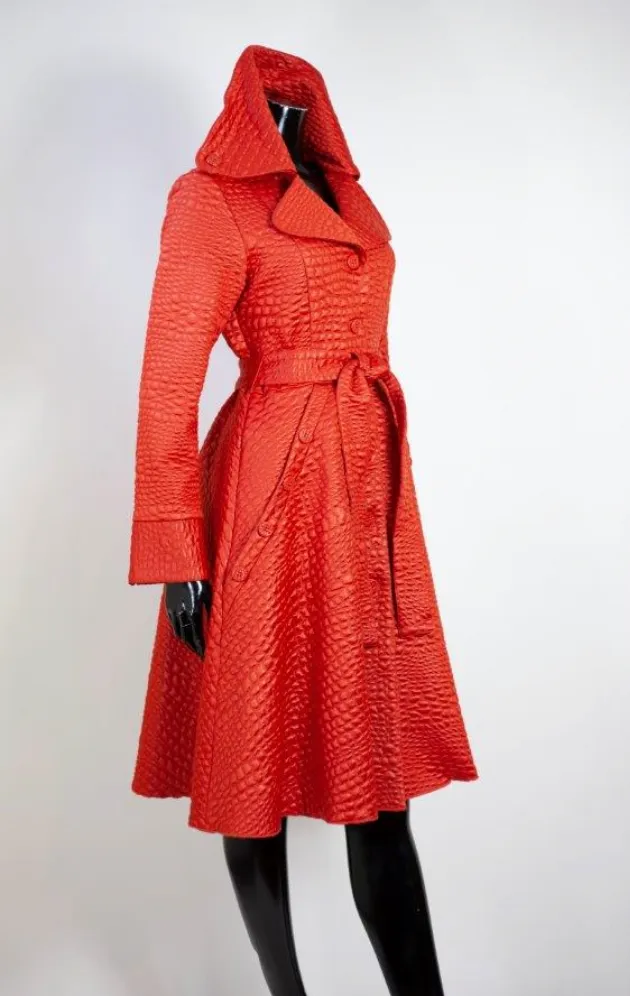 Samuel Dong Knit A Line Coat Rust-